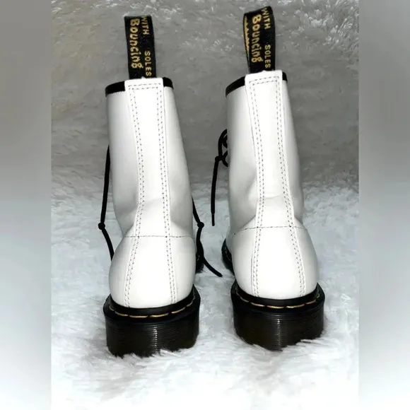 Dr. Martens | White Leather Lace Up Boots