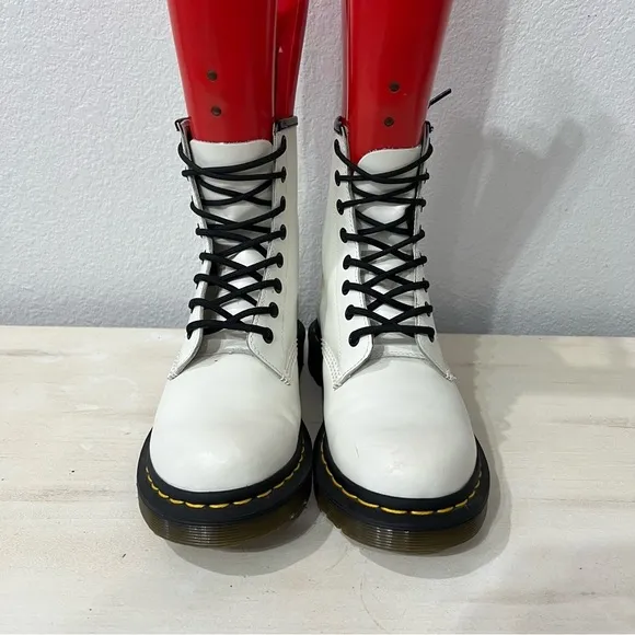 Dr. Martens White Leather Pascal Lace Up Boots
