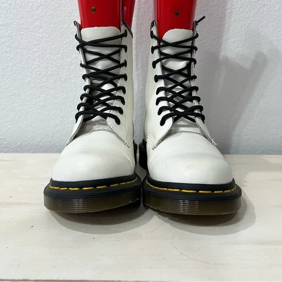 Dr. Martens White Leather Pascal Lace Up Boots