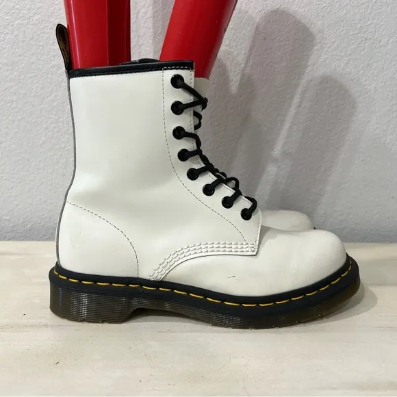 Dr. Martens White Leather Pascal Lace Up Boots