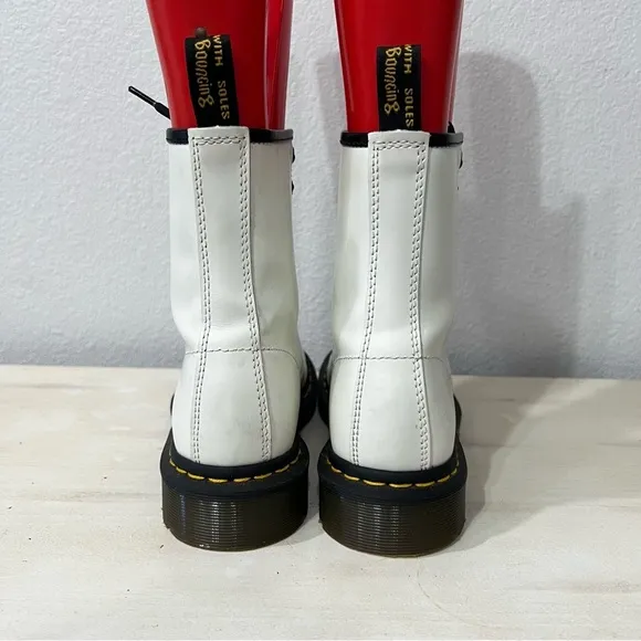 Dr. Martens White Leather Pascal Lace Up Boots
