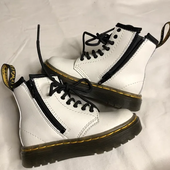 Dr Martens white Zavala T  toddler girl lace up leather boots