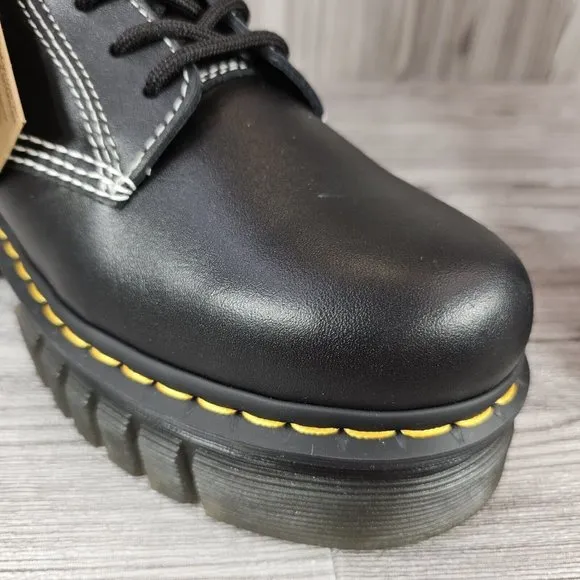 Dr. Martens Womens Audrick White Stitch Leather Platform Lace Up Boots - Size 7