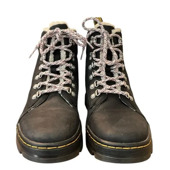 Dr Martens Womens Size 9 Black Leather Boots Air Ware W Soles Bouncing Industria