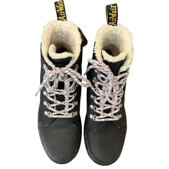 Dr Martens Womens Size 9 Black Leather Boots Air Ware W Soles Bouncing Industria