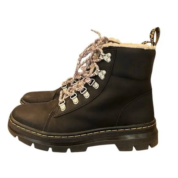 Dr Martens Womens Size 9 Black Leather Boots Air Ware W Soles Bouncing Industria