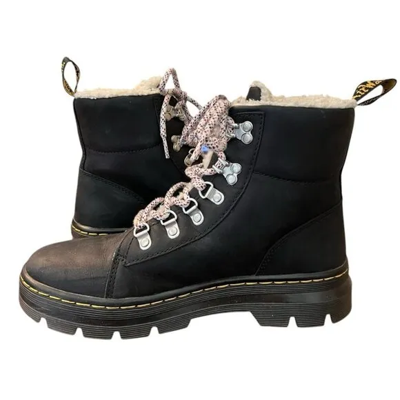 Dr Martens Womens Size 9 Black Leather Boots Air Ware W Soles Bouncing Industria