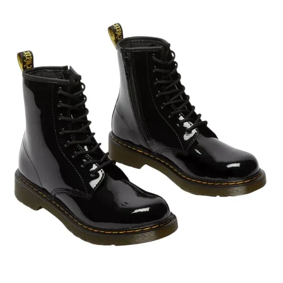 Dr Martens Youth 1460 Patent Leather Lace Up Combat Boots Sz 5M 6L