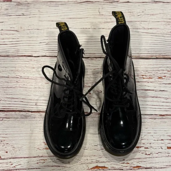 Dr Martens Youth 1460 Patent Leather Lace Up Combat Boots Sz 5M 6L