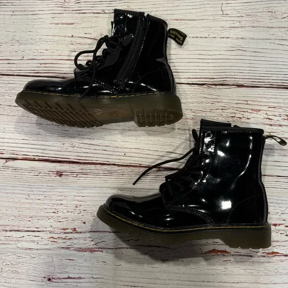 Dr Martens Youth 1460 Patent Leather Lace Up Combat Boots Sz 5M 6L