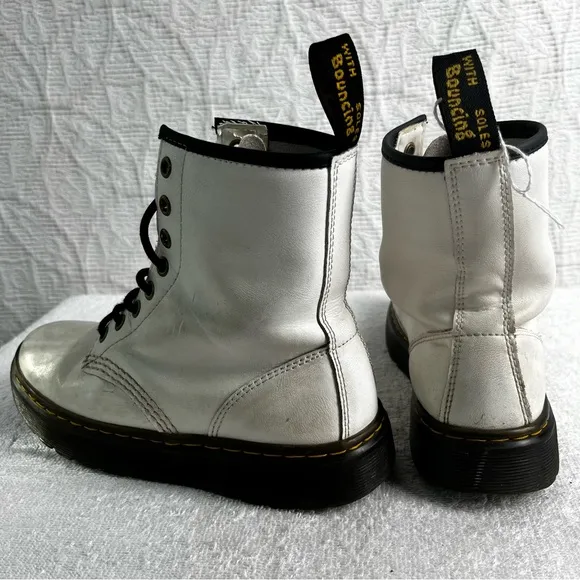 Dr Martens Zavala Mens 5 Womens 6 US White Lace Up Leather Boots Combat DM Docs
