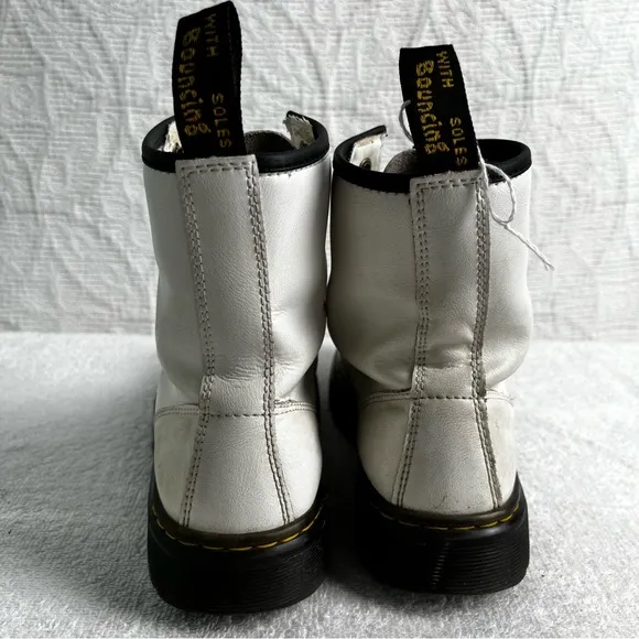 Dr Martens Zavala Mens 5 Womens 6 US White Lace Up Leather Boots Combat DM Docs