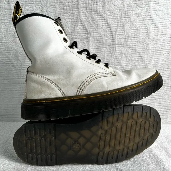 Dr Martens Zavala Mens 5 Womens 6 US White Lace Up Leather Boots Combat DM Docs