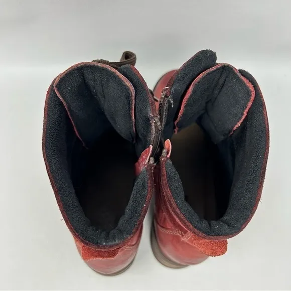 Dromedaris KARA Lace Up Ankle Boots EU 40 Red leather Lace-Up Zip Boots