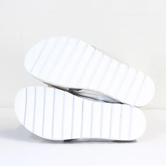 Earth Women's Maple Castine Silver Metallic Leather Twisted Knot Sandal NWT