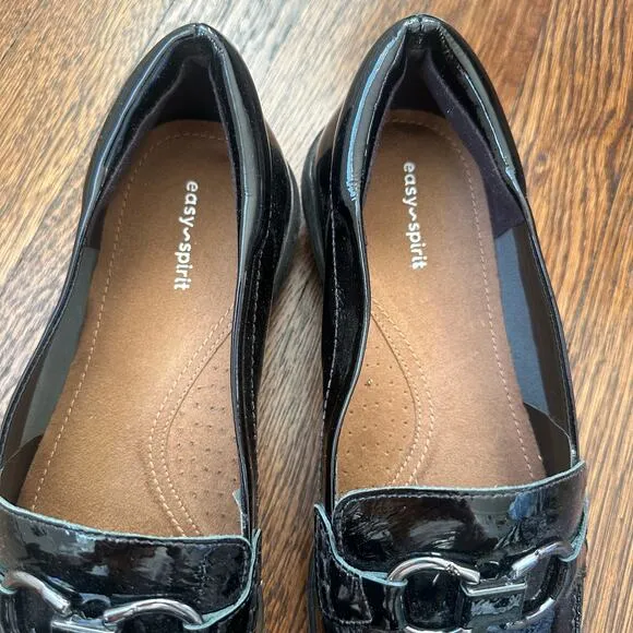 Easy Spirit Avienta Black Patent Leather Loafers 9.5 NWOB