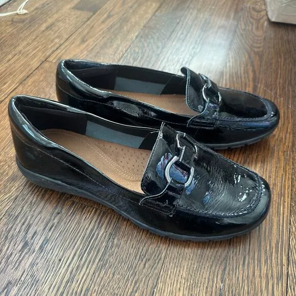 Easy Spirit Avienta Black Patent Leather Loafers 9.5 NWOB
