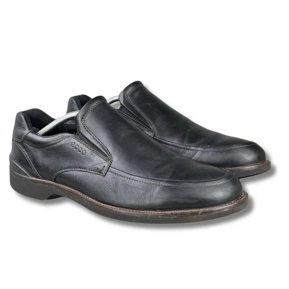 ECCO  Black Slip On Leather Loafers Men's EUR 45, US 11-11.5 &quot;Fenn&quot; Venetian