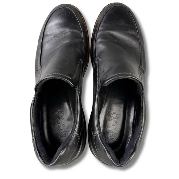 ECCO  Black Slip On Leather Loafers Men's EUR 45, US 11-11.5 &quot;Fenn&quot; Venetian