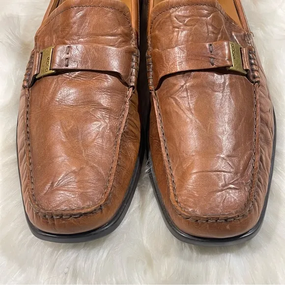 Ecco Brown Leather Slip On Loafers