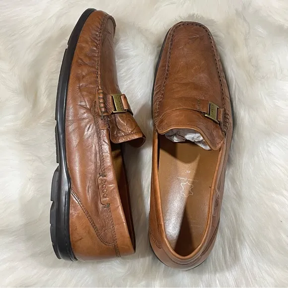 Ecco Brown Leather Slip On Loafers