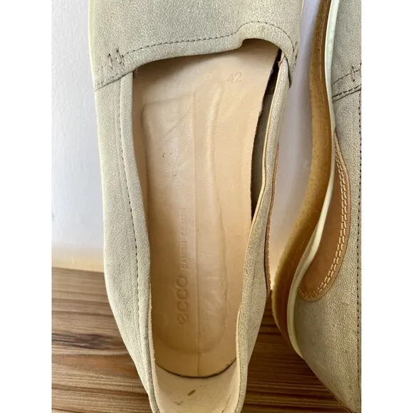 ECCO Crepetray Womens Slip On Loafers Leather Shoes Sz 11 EU 42 Color Sage Grey