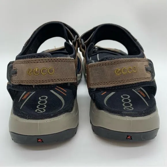 Ecco Men's Yucatan Walking &amp; Trail Comfort Sandals Leather Tarmac/Moon Rock Sz 8