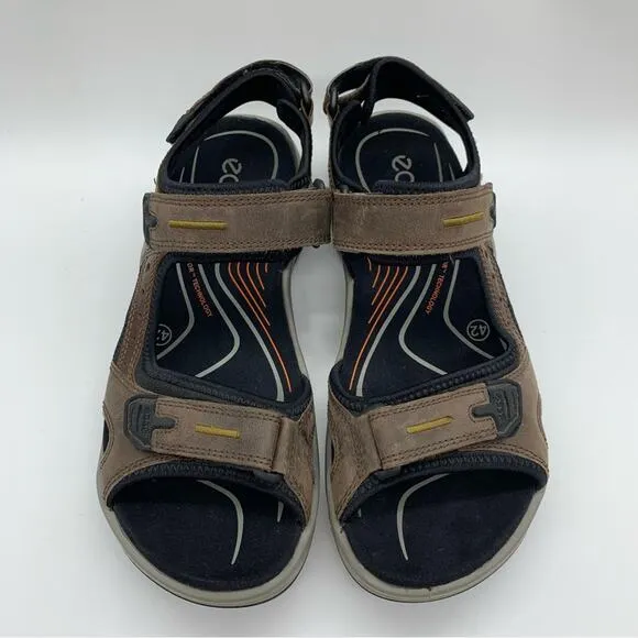 Ecco Men's Yucatan Walking &amp; Trail Comfort Sandals Leather Tarmac/Moon Rock Sz 8