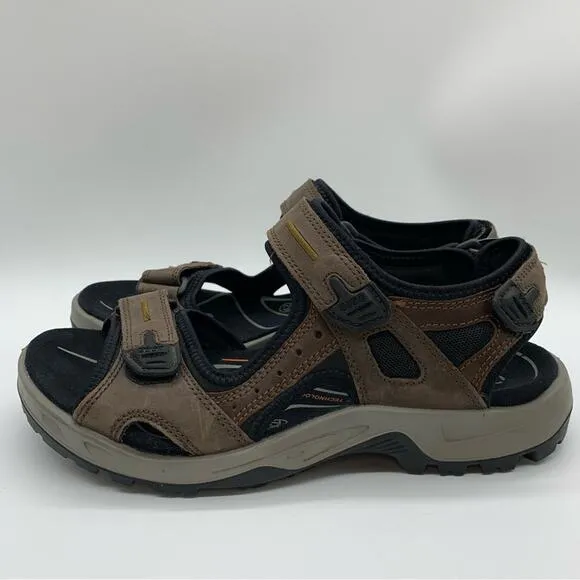 Ecco Men's Yucatan Walking &amp; Trail Comfort Sandals Leather Tarmac/Moon Rock Sz 8