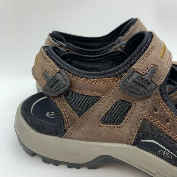 Ecco Men's Yucatan Walking &amp; Trail Comfort Sandals Leather Tarmac/Moon Rock Sz 8