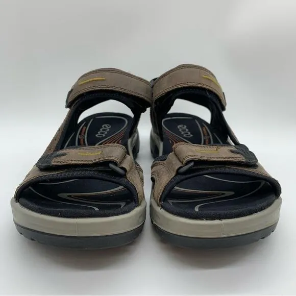Ecco Men's Yucatan Walking &amp; Trail Comfort Sandals Leather Tarmac/Moon Rock Sz 8