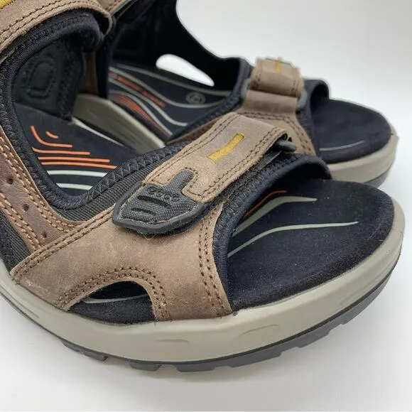 Ecco Men's Yucatan Walking &amp; Trail Comfort Sandals Leather Tarmac/Moon Rock Sz 8