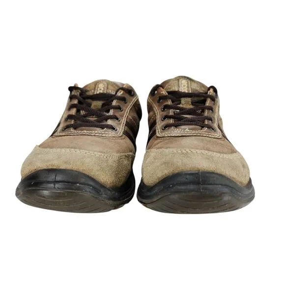 Ecco Sneakers sz 45 EU Men Brown Black Striped Leather Preppy Sporty Outdoor
