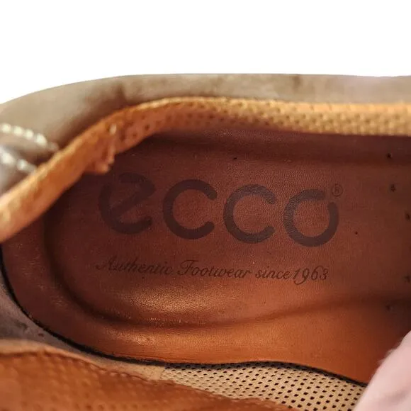 Ecco Sneakers sz 45 EU Men Brown Black Striped Leather Preppy Sporty Outdoor