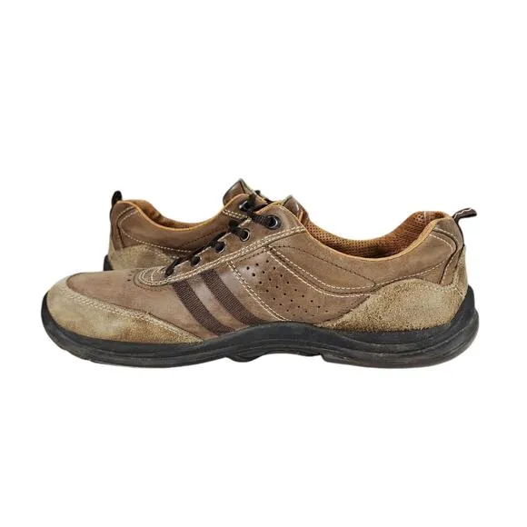 Ecco Sneakers sz 45 EU Men Brown Black Striped Leather Preppy Sporty Outdoor