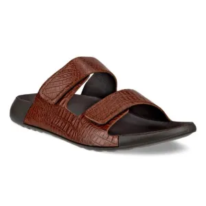 ECCO Cozmo 2-Band Sandals Cognac Animal Print NEW