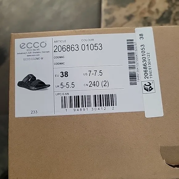 ECCO Cozmo 2-Band Sandals Cognac Animal Print NEW