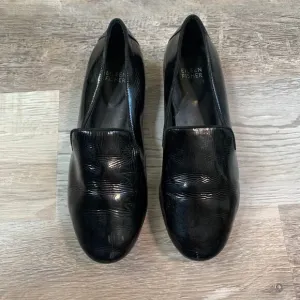 Eileen Fisher Black Patent Leather Flats Slip On Loafers Size 6.5