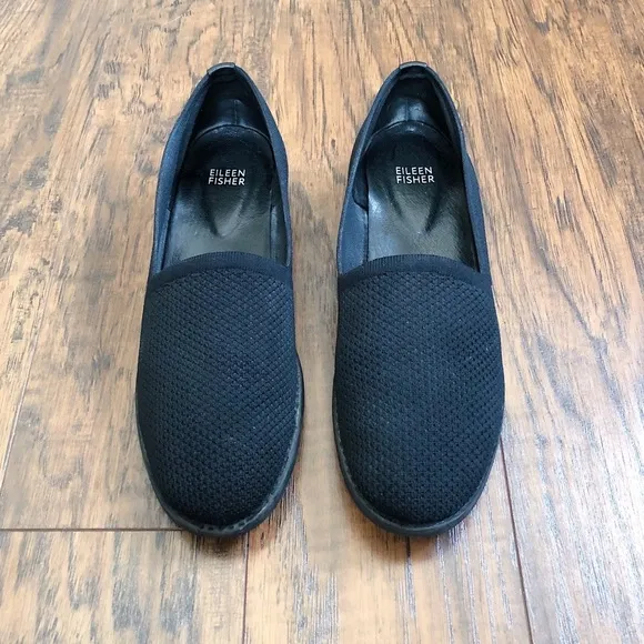 Eileen Fisher • Demi Recycled Stretch Knit Loafer flat slip on black