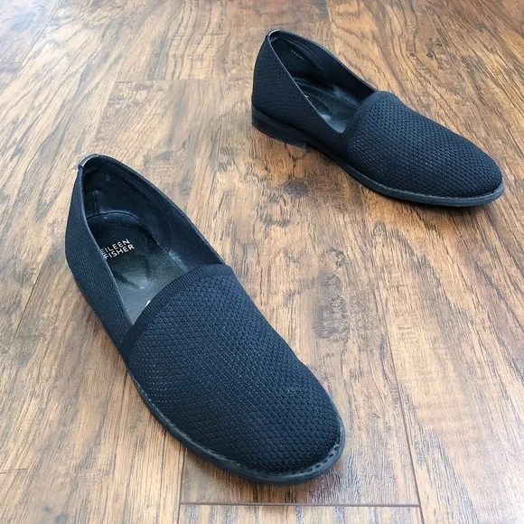 Eileen Fisher • Demi Recycled Stretch Knit Loafer flat slip on black