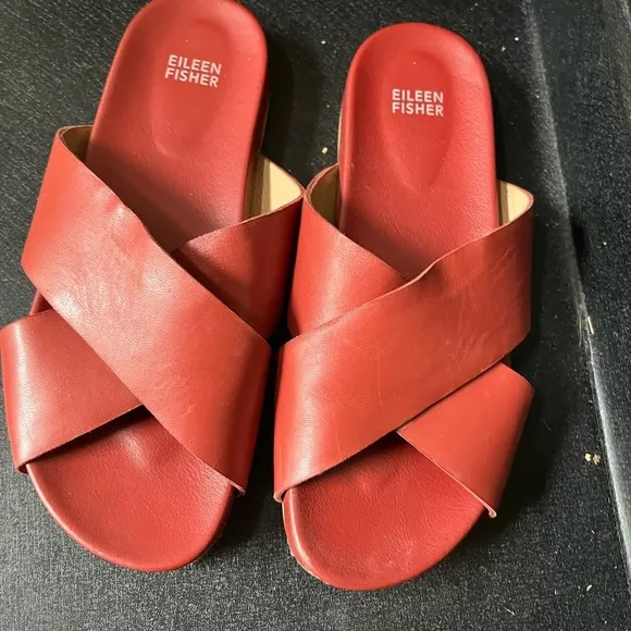 Eileen Fisher leather sandals, rust color, size 9
