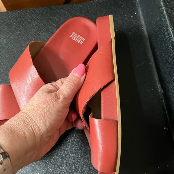 Eileen Fisher leather sandals, rust color, size 9