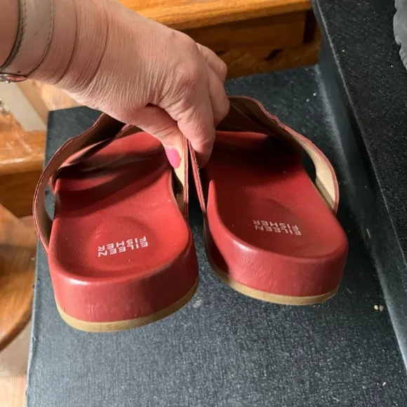 Eileen Fisher leather sandals, rust color, size 9