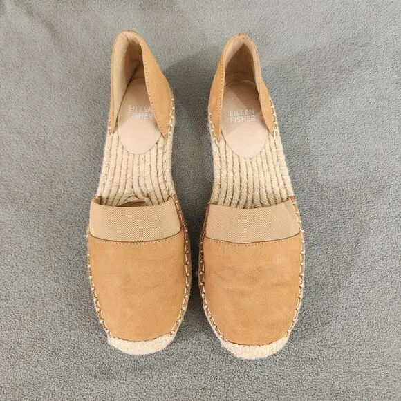 EILEEN FISHER Nubuck D'Orsay Espadrilles Size 8 Light Brown Honey Tan