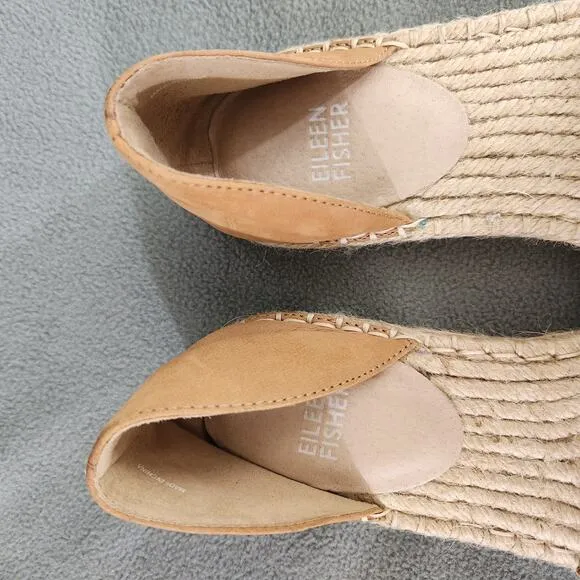 EILEEN FISHER Nubuck D'Orsay Espadrilles Size 8 Light Brown Honey Tan