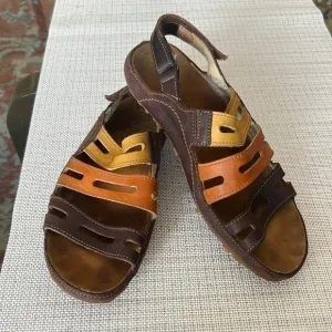 El Naturalista Burgundy Leather Slide Sandals, various color
