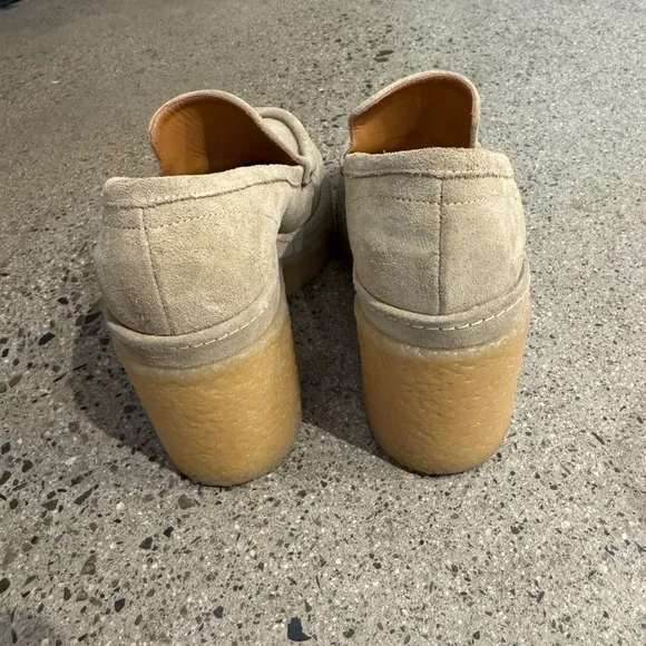 Elegant Tan Platform Loafers Chloe Jamie Suede Loafer Pumps Size 35 5