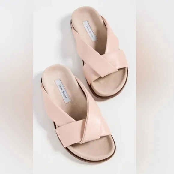 Emme Parsons Size 37 Folded Slide Sandals Blush Pink Nappa Leather Minimalist