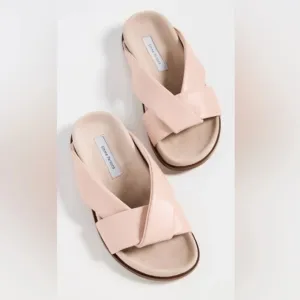 Emme Parsons Size 37 Folded Slide Sandals Blush Pink Nappa Leather Minimalist