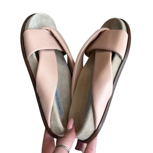 Emme Parsons Size 37 Folded Slide Sandals Blush Pink Nappa Leather Minimalist